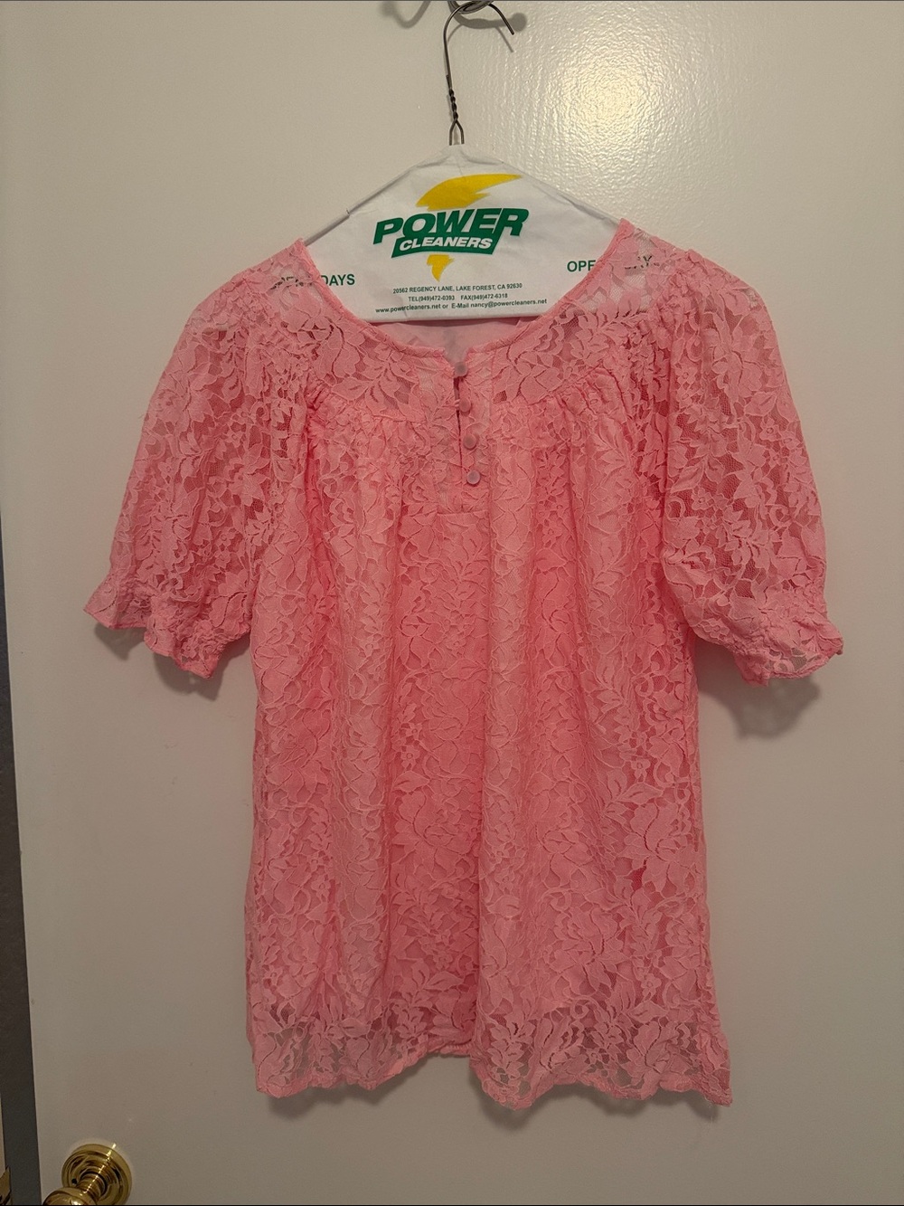Women's Pink Lace Short Sleeve Blouse - Feminine Floral Design